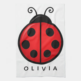 Linge De Cuisine Mignonne coccinelle rouge avec nom personnalisé -