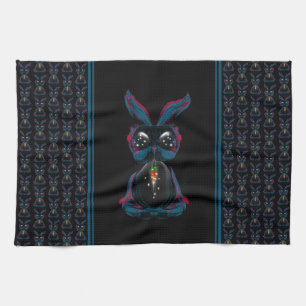 Linge De Cuisine Mignonne Eyes Rabbit en Yoga Pose Méditation