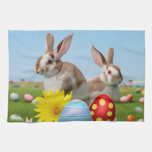 Linge De Cuisine Mignonne lapin de Pâques pour une humeur positive (Horizontal)