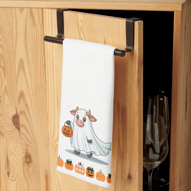 Linge De Cuisine Mignonne, lunatique, vache fantôme (Pliage en tiers)