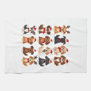 Linge De Cuisine Mignons 12 chiens Xmas drôles amateurs de chiens N