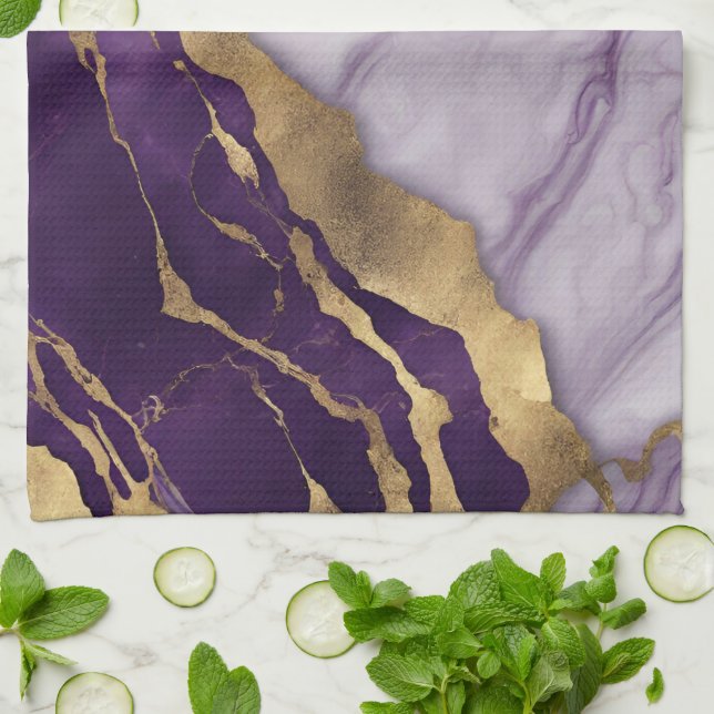 Linge De Cuisine Mini-scandinave Chic Lilac Marbre pourpre (Plié)