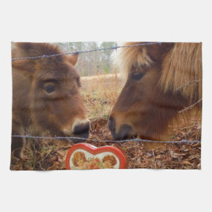 Linge De Cuisine Miniature Donkey & Horse Valentine Heart
