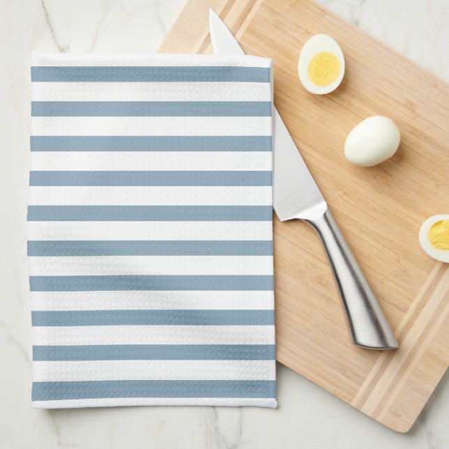 Linge De Cuisine Minimal Blue Stripes Modern Pattern Design (Quart Plié)