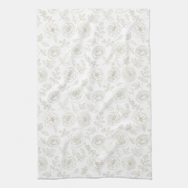 Linge De Cuisine Minimal Botanical Line Art Pattern (4) (Vertical)