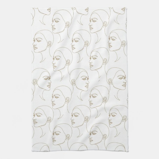 Linge De Cuisine Minimal Female Face Line Pattern (2) (Vertical)