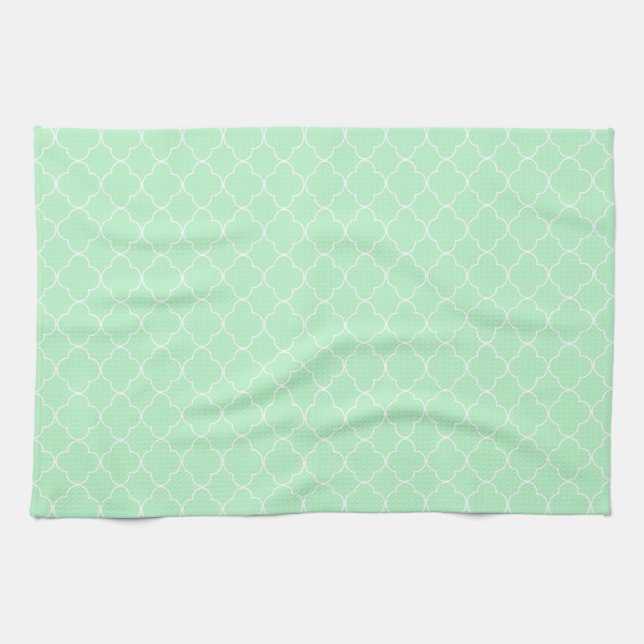Linge De Cuisine Mint Quatrefoil (Horizontal)