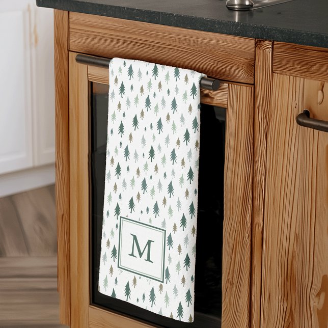 Linge De Cuisine Minuscules arbres de Noël monogrammé (Créateur téléchargé)