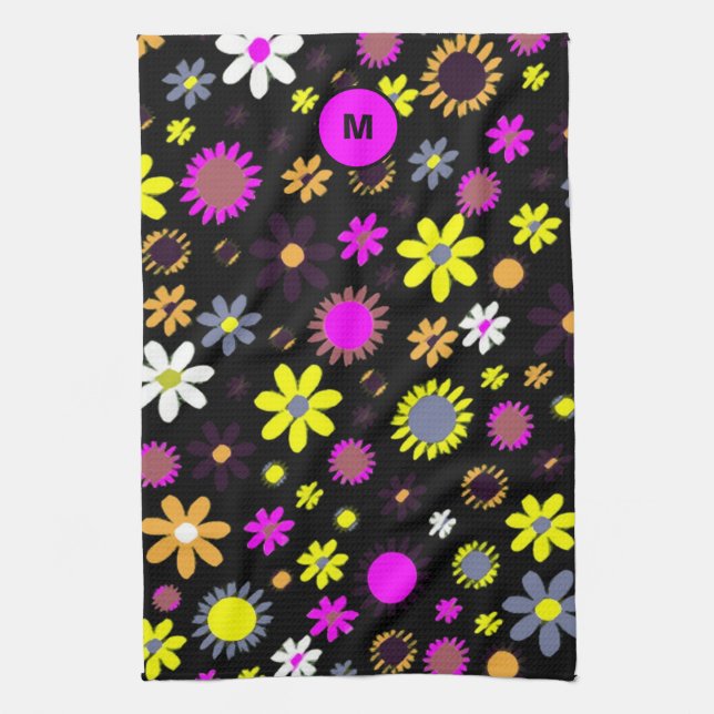 Linge De Cuisine Mod Black Floral (Vertical)