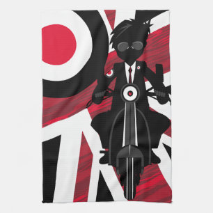 Linge De Cuisine Mod d'Union Jack sur le rétro scooter