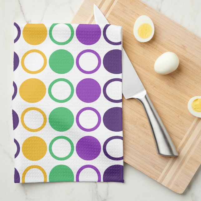 Linge De Cuisine Mod Mardi Gras Points (Quart Plié)