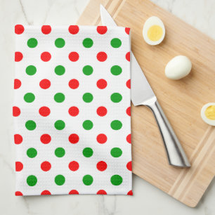 Linge De Cuisine Modèle à pois blancs rouges et verts
