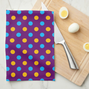 Linge De Cuisine Modèle à pois jaunes bleus et violets