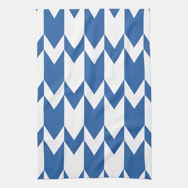 Linge De Cuisine Modèle bleu-foncé et blanc de Chevron (Vertical)