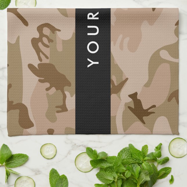 Linge De Cuisine Modèle de camouflage du désert, Votre nom, Personn (Plié)