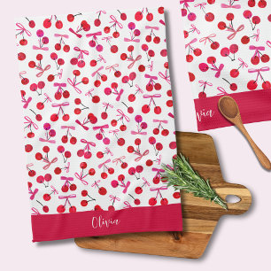 Linge De Cuisine Modèle de cerise et de nœud papillon Coquette