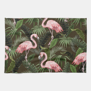 Linge De Cuisine Modèle de flamingo tropical : Feuilles Vintages