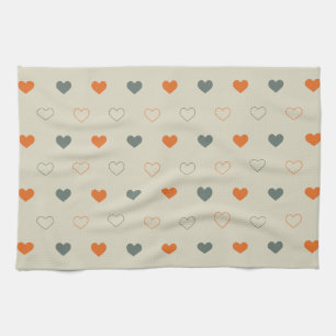Linge De Cuisine Modèle de grille de cœurs orange et vert