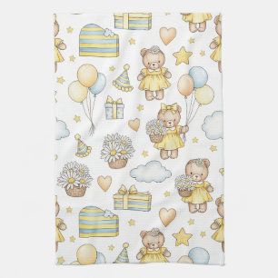 Linge De Cuisine Modèle de jardin aux marguerites avec ours en pelu