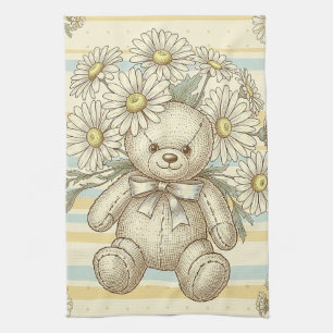 Linge De Cuisine Modèle de jardin aux marguerites avec ours en pelu