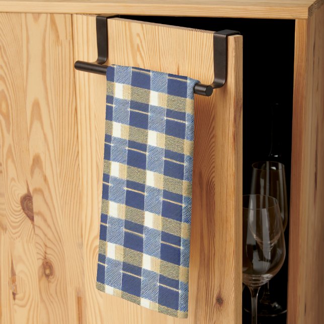 Linge De Cuisine Modèle de Noël Blue Gold #7 ID1009 (Pliage en tiers)