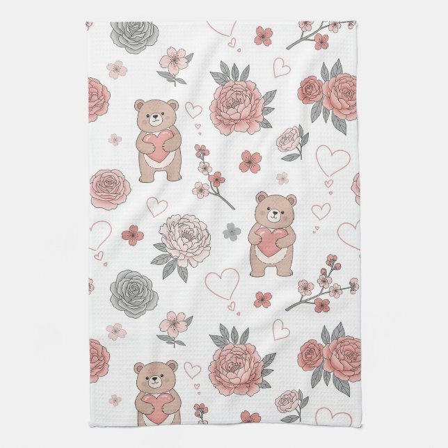 Linge De Cuisine Modèle de nurserie ourson pastel (Vertical)