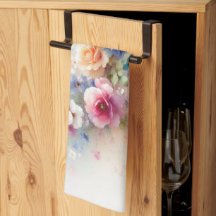 Linge De Cuisine Modèle de peinture de fleurs à l'aquarelle élégant