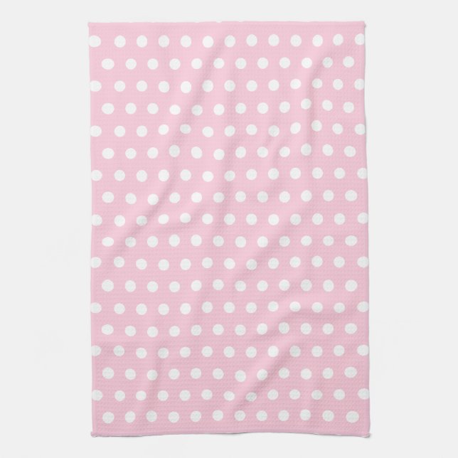 Linge De Cuisine Modèle de pois rose et blanc (Vertical)