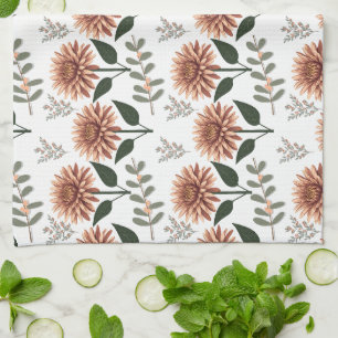 Linge De Cuisine Modèle floral avec dahlien