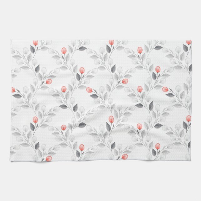 Linge De Cuisine Modèle floral délicat (Horizontal)