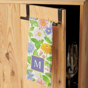 Linge De Cuisine Modèle Floral Fleur sauvage coloré Monogramme tabl