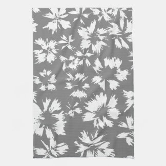 Linge De Cuisine Modèle floral gris et blanc élégant