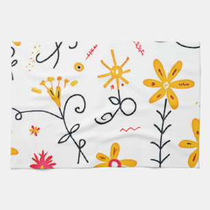 Linge De Cuisine Modèle floral lunaire
