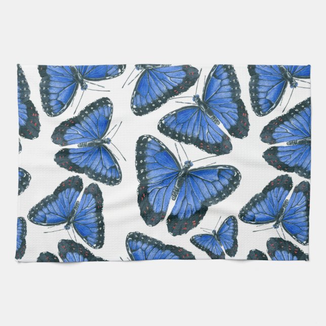 Linge De Cuisine Modèle motif de papillon bleu morpho (Horizontal)