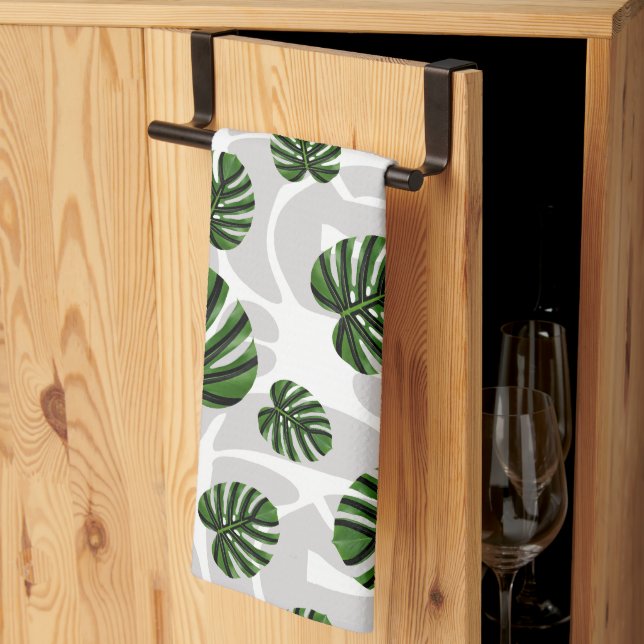 Linge De Cuisine Modern Boho Botanical Leaves Pattern (Pliage en tiers)