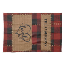 Modern Christmas Family Name Red Buffalo Plaid