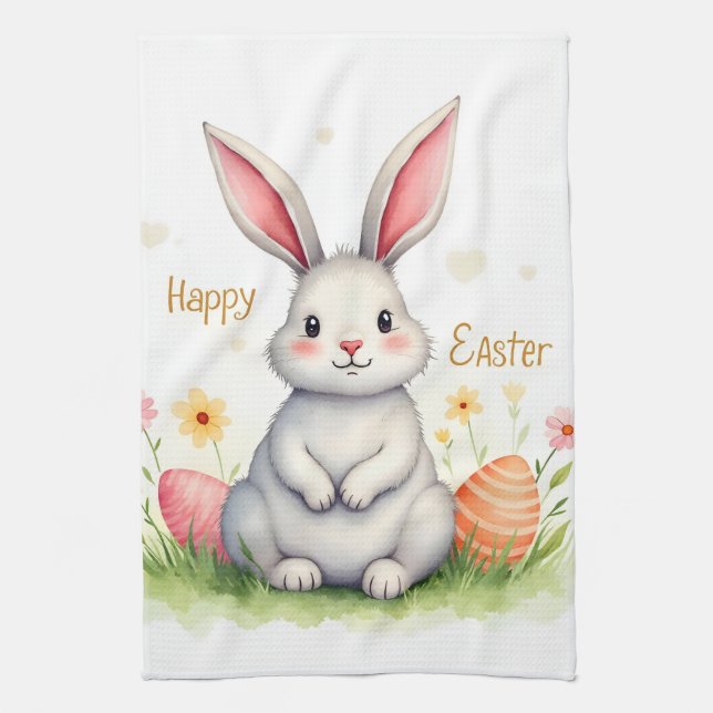 Linge De Cuisine Modern Cute Easter Bunny And Eggs Collection (Vertical)