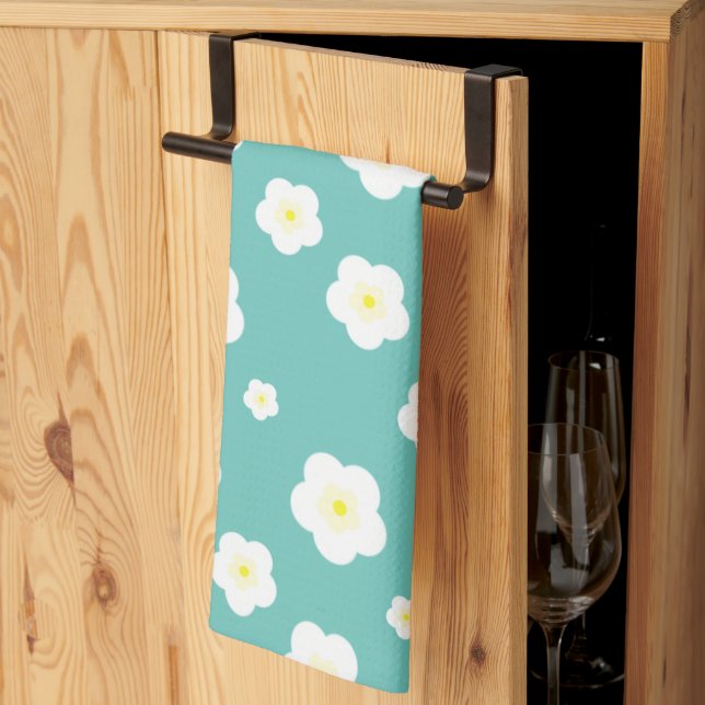 Linge De Cuisine Modern Spring  aqua  gradient yellow flora pattern (Pliage en tiers)