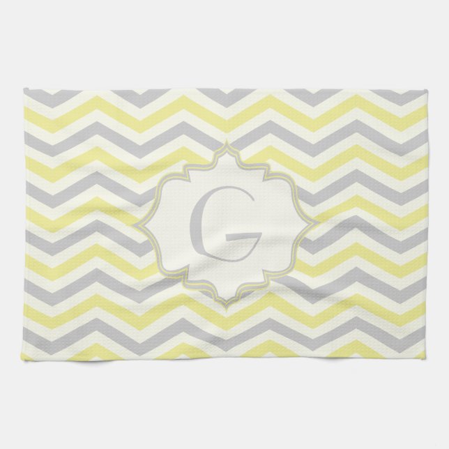 Linge De Cuisine Modern yellow, grey, ivory chevron pattern custom (Horizontal)