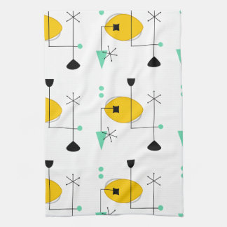 Linge De Cuisine moderne bleu jaune simple rétro du milieu du siècl