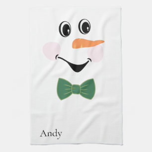 Linge De Cuisine Moderne Cute Custom Snowman face tablier arc crava