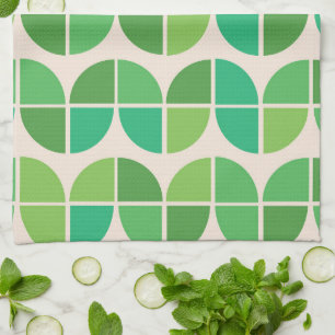 Linge De Cuisine Moderne du milieu du siècle Motif géométrique vert