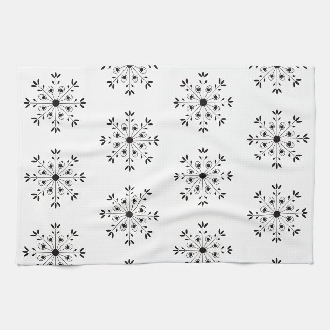 Linge De Cuisine Moderne Élégant Flocon de Neige Noël Simple (Horizontal)