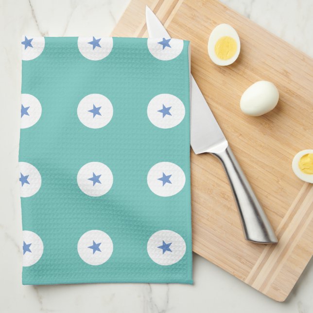 Linge De Cuisine Moderne Funky Blue Star Changeable Arrière - plan (Quart Plié)