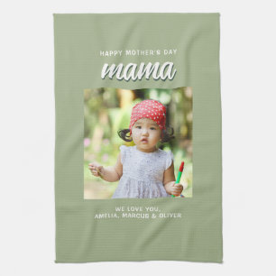 Linge De Cuisine Moderne Green Mama Enfants Photo Fête des Mères