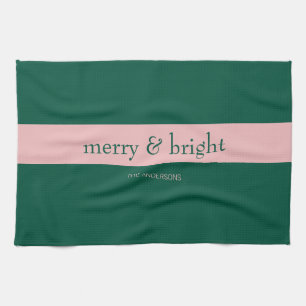 Linge De Cuisine Moderne Merry & Bright Stripe Holiday Vert & Rose
