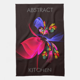 Linge De Cuisine Moderne motif abstrait floral coloré d'art #06