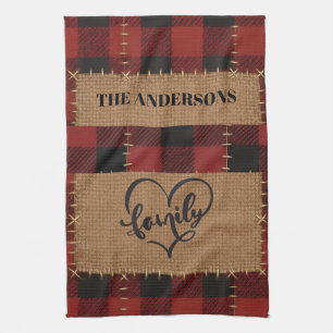 Linge De Cuisine Moderne Nom de Famille Noël Rouge Plaid Buffalo