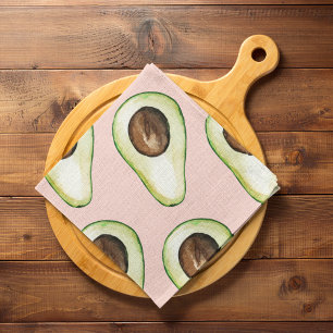 Linge De Cuisine Moderne Pastel Rose Et Vert Motif Avocado