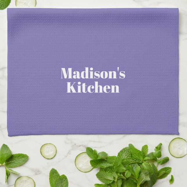 Linge De Cuisine Moderne periwinkle nom personnalisé texte monogram (Plié)